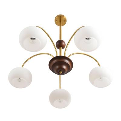 8323/5C MODERNI LN латунь/белый, металл/стекло/дерево Люстра потолочная E27 5*60W 220V LARINA