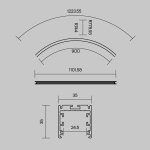 Радиусный профиль 35x35 D1500мм внешний 1/4 круга черный, ALM-3535R-B-EX-90°-1.5M. TM Maytoni