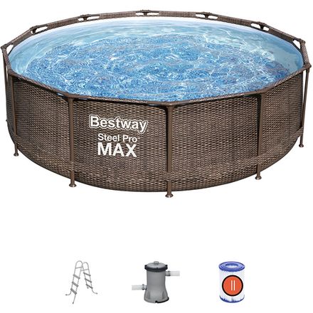 Бассейн каркасный круглый 366*100 см, 9150 л, Steel Pro Max 56709 (набор) Bestway