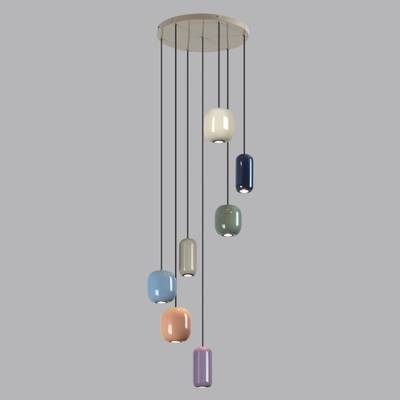 5053/7 PENDANT ODL24 447 цвет слонов.кости/мультиколор/металл Подвес GU10 LED 7*4W OVALI
