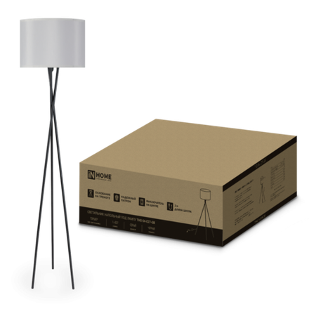 Светильник ТНО 04-Е27-GB 230В напольн. под лампу сер. абажур/черн. основание IN HOME 4690612059570