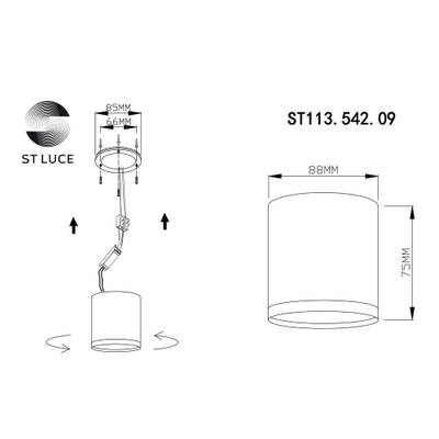 ST113.542.09 Светильник потолочный Белый LED 1*9W 4000K 702Lm Ra&gt;80 120° IP20 D88xH75 170-240V