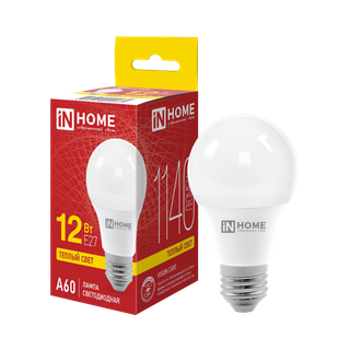 Лампа светодиодная LED-A60-VC 12Вт грушевидная 3000К тепл. бел. E27 1140лм 230В IN HOME 4690612020235