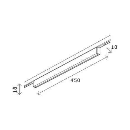 ST665.436.12 Магнитный трековый светильник Черный LED 1*12W 3000K 320Lm Ra>80 100° IP20 L450xW10xH18 24V