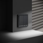 VLS020407 Проходной переключатель встраиваемый VOLTUM S70 двухклавишный с подсветкой 10А, (графит) (ТМ Maytoni)