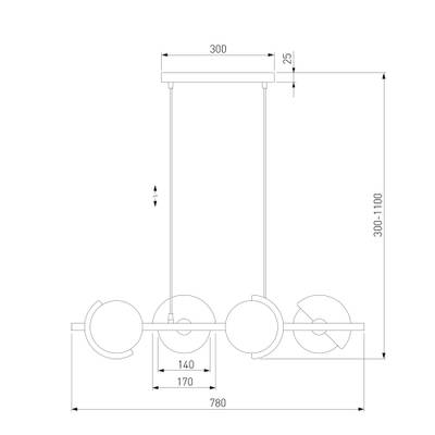 Умный подвесной светильник 70149/4 черный/латунь Smart, G9х4