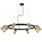 LR018408 Люстра RULLO 8х50W GU10 ЧЕРНЫЙ/ЗОЛОТО (571018+214440-8)