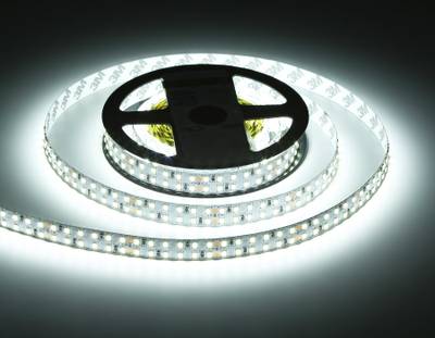 Светодиодная лента двухрядная GS3703 2835 240Led /24W m/ 24V IP20 6500K/ 5000*14*1.2mm/ кратность резки 50mm (2 конт.)