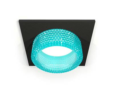 Комплект встраиваемого светильника с композитным хрусталем XC6521043 SBK/BL черный песок/голубой MR16 GU5.3 (C6521, N6153)