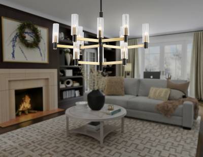 Светильник на штанге LH55515/12 BK/BS/CL черный/латунь/прозрачный E14*12 max 40W D860*905