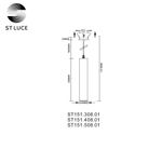 ST151.508.01 Встраиваемый  подвес Белый GU10 1*50W  IP20 D54xH290 220V Без ламп
