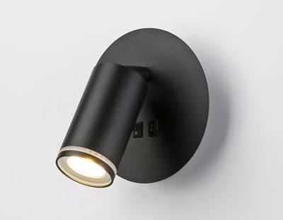 Светильник светодиодный настенный с выключателем FW2463 BK черный LED 4200K 7W D145*150