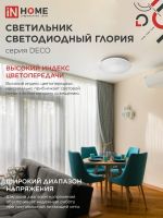 Светильник светодиодный DECO ГЛОРИЯ 36Вт 4000К 3240лм 230В 380х55мм IN HOME 4690612025100