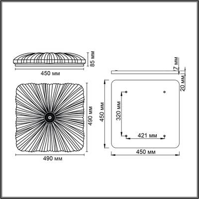 7730/72L PIKO LED SN Светильник металл/пластик/белый/прозрачный LED 72Вт 3000-6000K 490х490 IP20 пульт ДУ FORTUNA