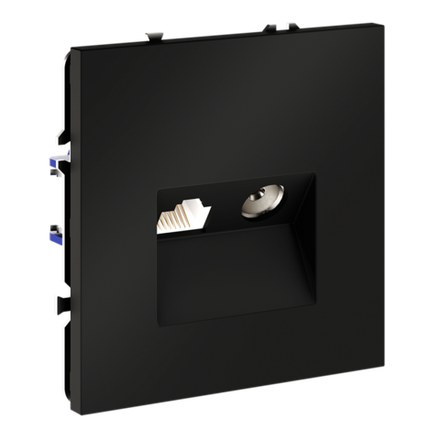 VLS060708 Розетка телевизионная встраиваемая VOLTUM S70 TV+RJ45 кат. 6, (черный матовый). (ТМ Maytoni)