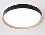 Потолочный светодиодный светильник с пультом FZ1326 BK/LWD черный/светлое дерево IP20 60W 3000-6400K D490*80 (ПДУ ИК)