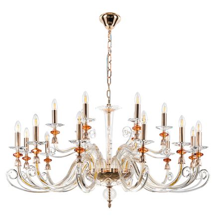 Люстра Crystal Lux CATARINA SP12+6 V2 GOLD/TRANSPARENT-COGNAC 1361/318