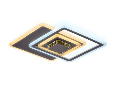 Потолочный светодиодный светильник с хрусталем FA262 CF/TI кофе/янтарь 112W 540*540*80 (ПДУ РАДИО 2.4)