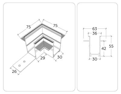 Коннектор угловой для встраиваемого шинопровода под ГКЛ 12,6мм Magnetic 220V GL1039 WH белый 80*80*47 (соединители в комплекте)