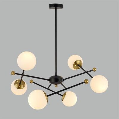 6581/6 MODERNI LN25 108 черный, золотой/белый металл  /стекло Люстра потолочная E14 6*40W 220V MELODY
