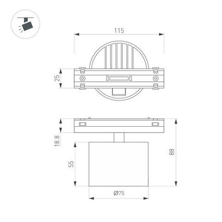 Светильник MAG-VIBE-POINT-R75-10W Warm3000 (BK, 24 deg, 48V) (Arlight, IP20 Металл, 5 лет)