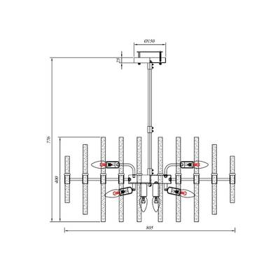 Люстра на штанге ARTE LAMP MATILDA A1064PL-12CC, 12хE14
