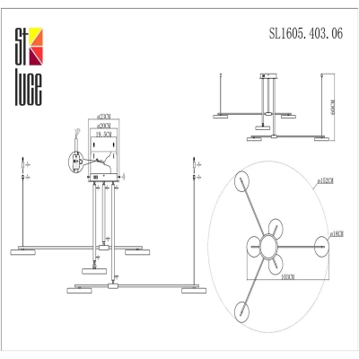 SL1605.403.06 Светильник подвесной ST-Luce Черный/Латунь, Белый LED 6*7,5W 3000K