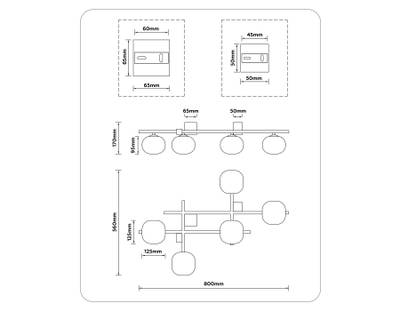 Потолочный светильник LH51015/5 BK/BS/FR черный/латунь/белый матовый G9*5 max 28W 800*560*170