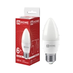 Лампа светодиодная LED-СВЕЧА-VC 6Вт свеча 4000К нейтр. бел. E27 570лм 230В IN HOME 4690612020419