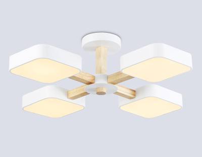 Светильник светодиодный подвесной FL4879/4 WH/WD белый/дерево 24W 3000-6000K D610*160 (без ПДУ)