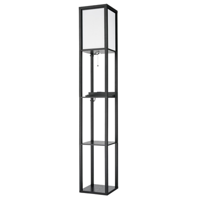 8093/1F COMFI LN26 460 черный/белый, дерево/текстиль Торшер Е27 1*60W 220V PRACTIC