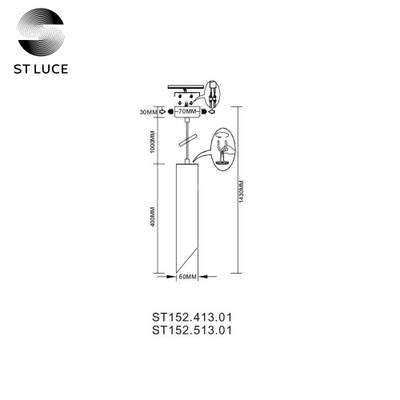 ST152.413.01 Светильник подвесной Черный GU10 1*50W  IP20 D60xH400 220V Без ламп