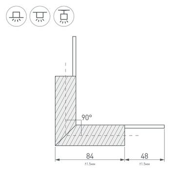 Угол PLS-LOCK-H25-L90N внутренний (с экраном MAT-L) (Arlight, Металл)