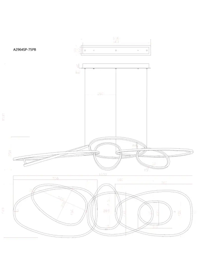 Подвесная люстра Arte Lamp ORACLE A2964SP-75PB, 1хLED