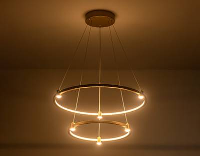 Светильник подвесной светодиодный FL5508/2+6 GD золото 45W 3000K/4200K/6400K D600/400*1300 (без ПДУ)