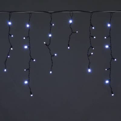 A-057A WT/W FLASH гирлянда светодиодная, 5х0,6м, 180LED, в виде "бахрома", провод черный, морозост.
