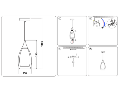 Подвесной светильник TR3542 CH/CL хром/прозрачный E14 max 40W D130*1000