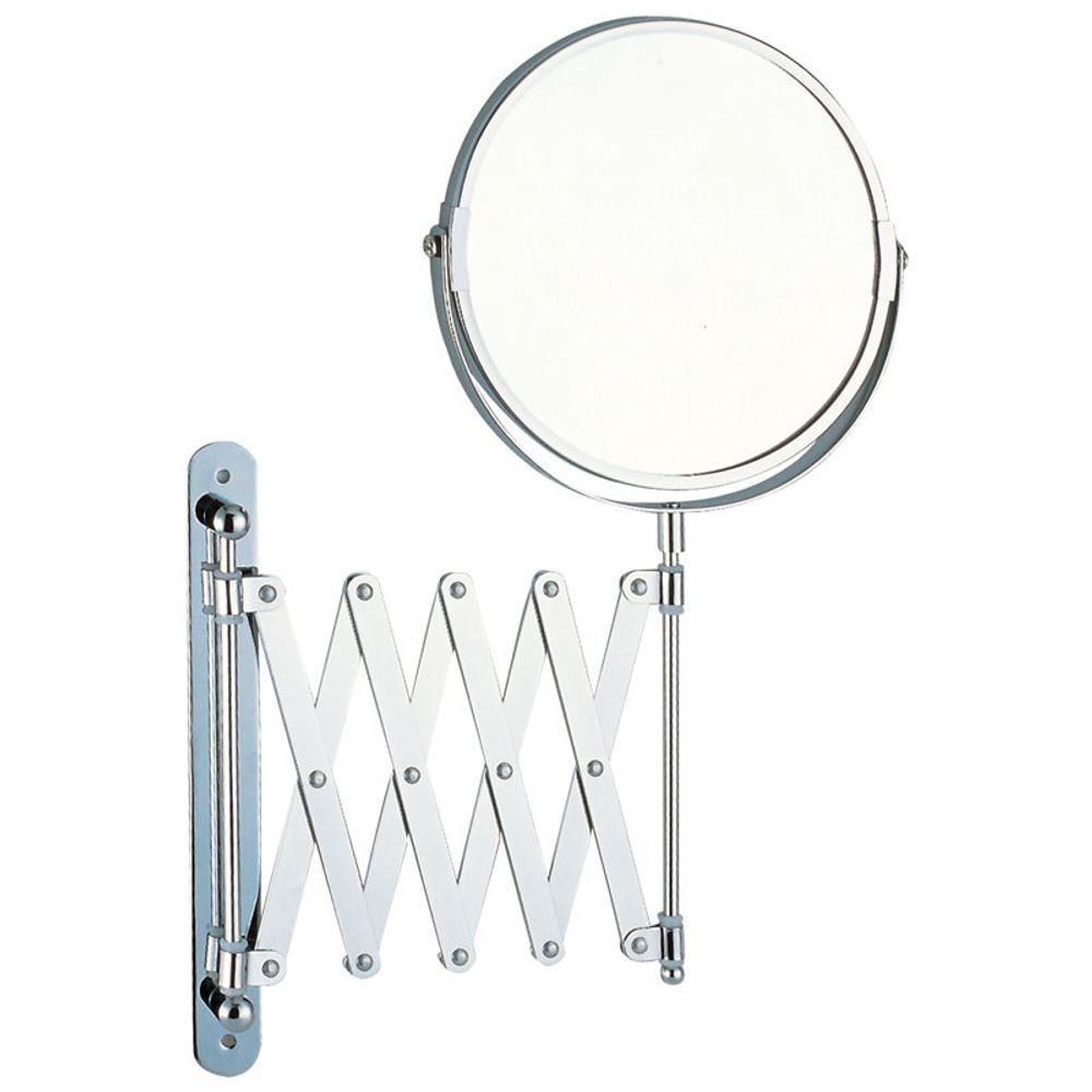 Зеркало косметическое M-1612 двустороннее (Х5) настенное (диаметр:17см, хром.металл, стекло)