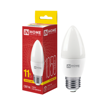 Лампа светодиодная LED-СВЕЧА-VC 11Вт свеча 3000К тепл. бел. E27 1050лм 230В IN HOME 4690612020488