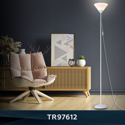 Светильник напольный с выключателем на проводе TR97612 WH белый E27 max 40W D245*1760