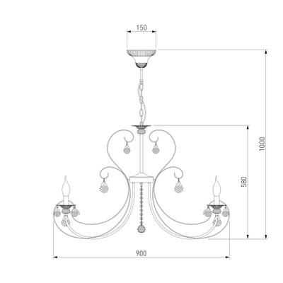 Люстра подвесная с хрусталем 3305/12 белый с золотом / прозрачный хрусталь, E14х12