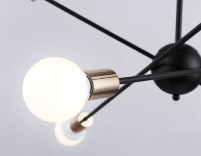 Подвесной светильник в стиле лофт TR80435/6 BK/GD черный/золото E27/6 max 60W D950*730