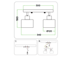 Настенно-потолочный спот в стиле лофт TR8141/2  WH белый E27*2 max 40W 340*120*180