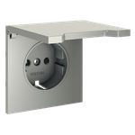 VLS000805 Накладка для розетки с заземлением, защитными шторками и крышкой, S70 (сталь). (ТМ Maytoni)