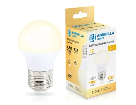 Лампа светодиодная 451103 LED G45 11W IC E27 2700K 175-265V