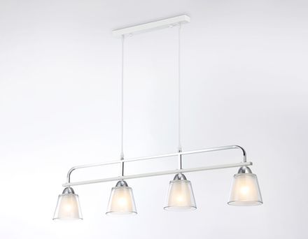 Светильник подвесной TR303242/4 WH/CH/CL/FR белый/хром/прозрачный/белый матовый E27*4 max 60W 870*120*780