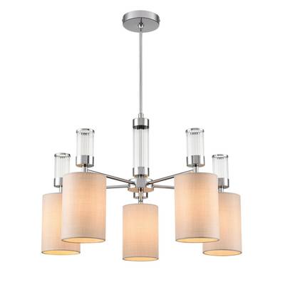 6585/5 MODERNI LN25 хром/бежевый, металл/текстиль, стекло Люстра подвесная E14 5*40W 220V ARNIKA