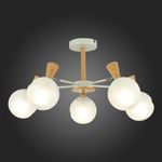 SLE220702-05 Люстра потолочная Белый, Светлое дерево/Белый E14 5*40W