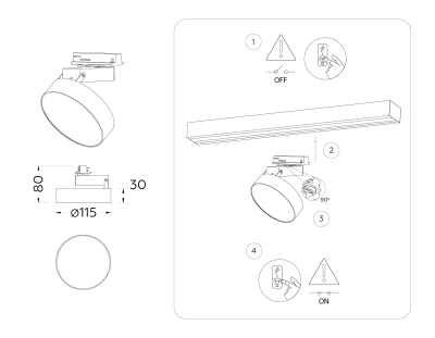 Светильник светодиодный трековый GL6842 BK черный LED 15W 4200K D115*80
