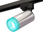 Комплект трекового однофазного светильника с композитным хрусталем XT6325002 PSL/SBK/BL серебро полированное/черный песок/голубой MR16 GU5.3 (A2521, C6325, N6153)